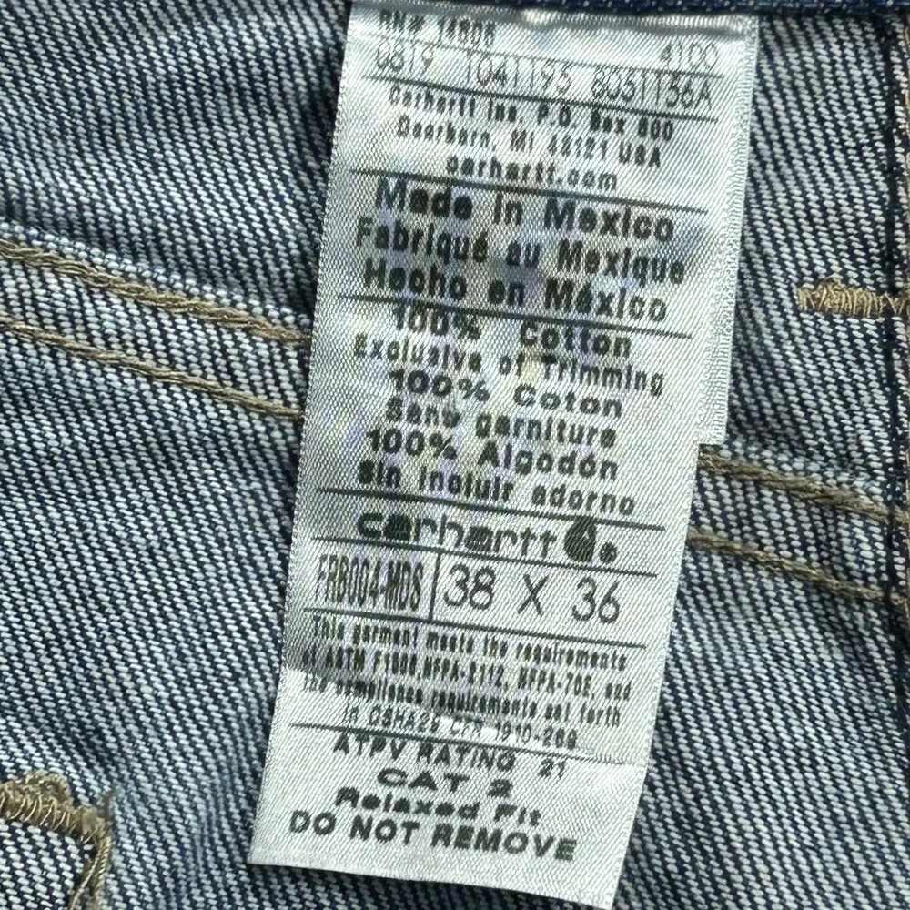 Carhartt FR FRB004 Jeans Mens 38x36 Blue Relaxed Straight FR Cotton Denim Pants